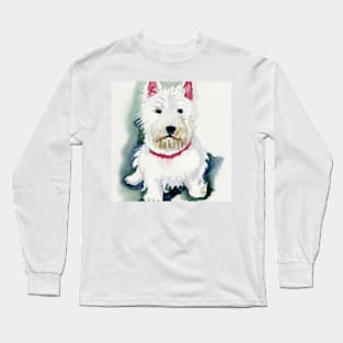 West Highland White Terrier Watercolor Painting - Dog Lover Gifts Long Sleeve T-Shirt